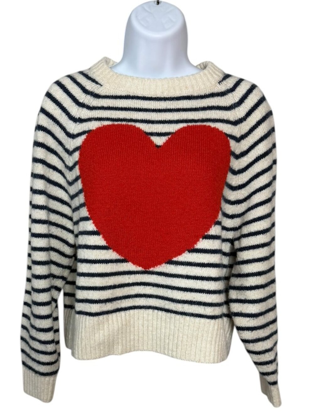Old Navy Heart Striped Cropped Sweater Small Preppy Valentine